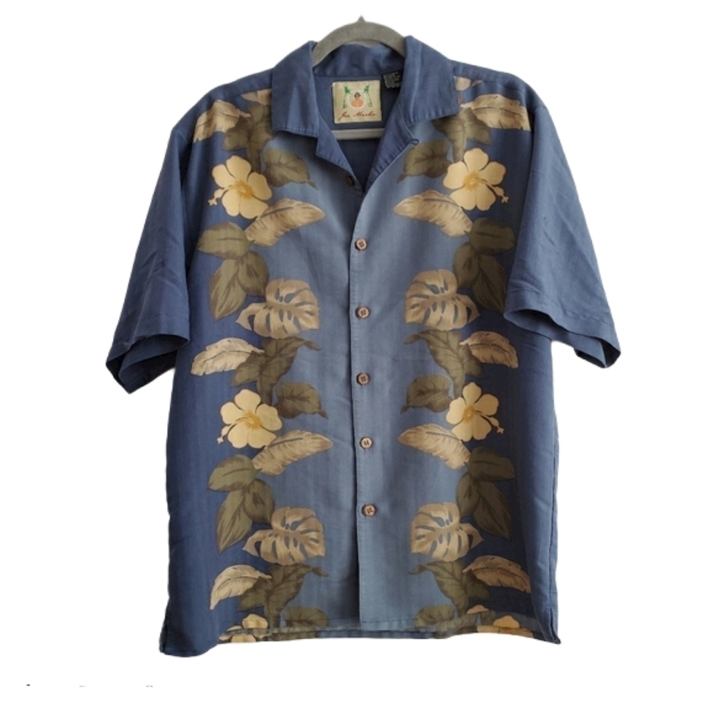 Joe Marlin Dusty Blue Hawaiian Button Front Casual Shirt